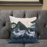 26x26 Blue Deer Blown Seam Broadcloth Animal Print Throw Pillow