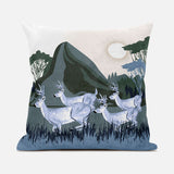 28x28 Blue Deer Blown Seam Broadcloth Animal Print Throw Pillow