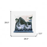 28x28 Blue Deer Blown Seam Broadcloth Animal Print Throw Pillow