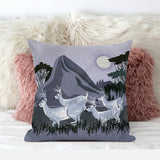 20x20 White Muted Purple Deer Blown Seam Broadcloth Animal Print Throw Pillow
