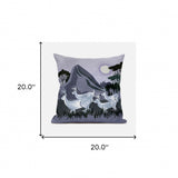 20x20 White Muted Purple Deer Blown Seam Broadcloth Animal Print Throw Pillow
