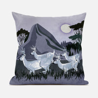 26x26 White Muted Purple Deer Blown Seam Broadcloth Animal Print Throw Pillow