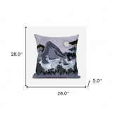 28x28 White Muted Purple Deer Blown Seam Broadcloth Animal Print Throw Pillow
