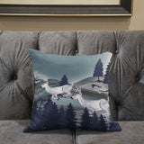 26x26 Gray Blue Deer Blown Seam Broadcloth Animal Print Throw Pillow
