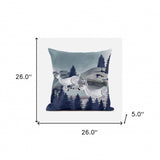 26x26 Gray Blue Deer Blown Seam Broadcloth Animal Print Throw Pillow