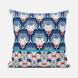 16x16 Gray Blue Orange Blown Seam Broadcloth Floral Throw Pillow