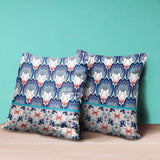 26x26 Gray Blue Orange Blown Seam Broadcloth Floral Throw Pillow