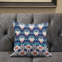 26x26 Gray Blue Orange Blown Seam Broadcloth Floral Throw Pillow