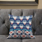 26x26 Gray Blue Orange Blown Seam Broadcloth Floral Throw Pillow