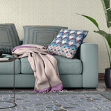 26x26 Gray Blue Orange Blown Seam Broadcloth Floral Throw Pillow