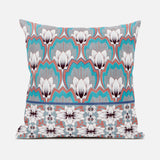 28x28 Mint Gray Orange Blown Seam Broadcloth Floral Throw Pillow