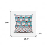 28x28 Mint Gray Orange Blown Seam Broadcloth Floral Throw Pillow