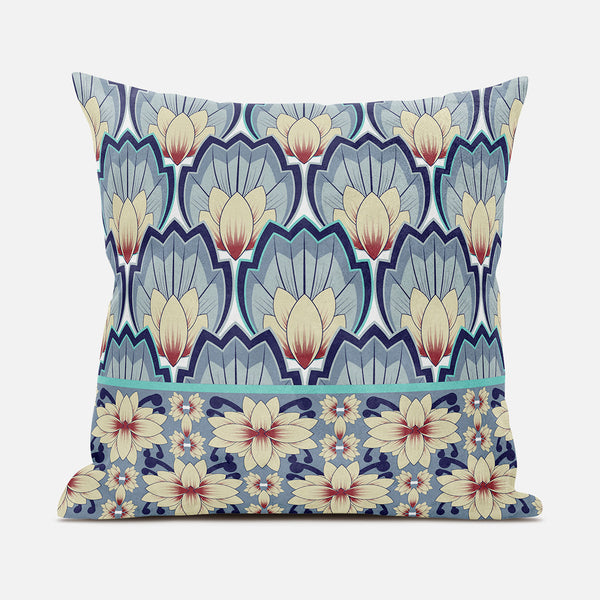 20x20 Yellow Gray Blown Seam Broadcloth Floral Throw Pillow