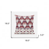18x18 Red White Blown Seam Broadcloth Floral Throw Pillow