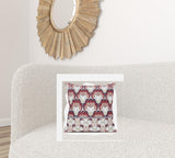 20x20 Red White Blown Seam Broadcloth Floral Throw Pillow