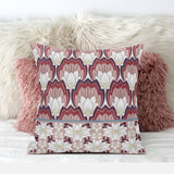 20x20 Red White Blown Seam Broadcloth Floral Throw Pillow