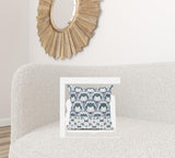 18x18 White Gray Blue Blown Seam Broadcloth Floral Throw Pillow