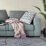 20x20 White Gray Blue Blown Seam Broadcloth Floral Throw Pillow