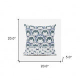 20x20 White Gray Blue Blown Seam Broadcloth Floral Throw Pillow