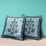 28x28 Sky Blue Red Blown Seam Broadcloth Floral Throw Pillow