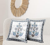 26x26 Off White Gray Blown Seam Broadcloth Floral Throw Pillow