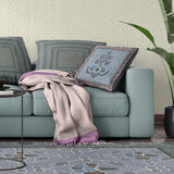 16x16 Gray Blue Red Blown Seam Broadcloth Floral Throw Pillow