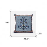 16x16 Gray Blue Red Blown Seam Broadcloth Floral Throw Pillow