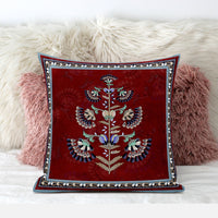 20x20 Red Blown Seam Broadcloth Floral Throw Pillow