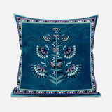 20x20 Sea Green Blown Seam Broadcloth Floral Throw Pillow