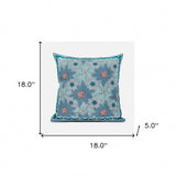 18x18 Blue Red Green Blown Seam Broadcloth Floral Throw Pillow