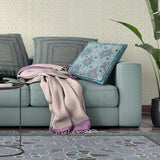 28x28 Blue Red Green Blown Seam Broadcloth Floral Throw Pillow