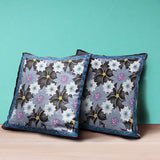 18x18 Gray Black Pink Blown Seam Broadcloth Floral Throw Pillow