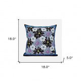 18x18 Gray Black Pink Blown Seam Broadcloth Floral Throw Pillow