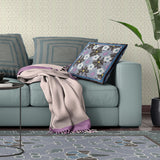 20x20 Gray Black Pink Blown Seam Broadcloth Floral Throw Pillow