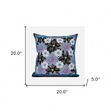 20x20 Gray Black Pink Blown Seam Broadcloth Floral Throw Pillow