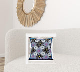 20x20 Gray Black Pink Blown Seam Broadcloth Floral Throw Pillow