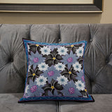 26x26 Gray Black Pink Blown Seam Broadcloth Floral Throw Pillow