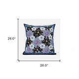 26x26 Gray Black Pink Blown Seam Broadcloth Floral Throw Pillow