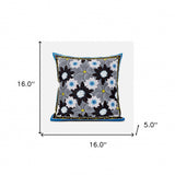 16x16 Gray Brown Blue Blown Seam Broadcloth Floral Throw Pillow