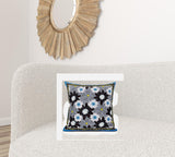 20x20 Gray Brown Blue Blown Seam Broadcloth Floral Throw Pillow