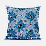 16x16 Gray Blue Blown Seam Broadcloth Floral Throw Pillow