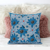 18x18 Gray Blue Blown Seam Broadcloth Floral Throw Pillow