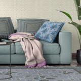 26x26 Gray Blue Blown Seam Broadcloth Floral Throw Pillow