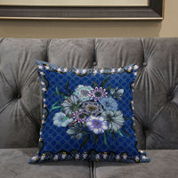 18x18 Blue Gray Blown Seam Broadcloth Floral Throw Pillow