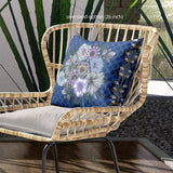 20x20 Blue Gray Blown Seam Broadcloth Floral Throw Pillow
