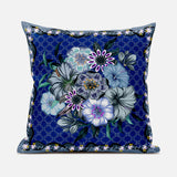 26x26 Blue Gray Blown Seam Broadcloth Floral Throw Pillow