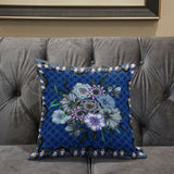 26x26 Blue Gray Blown Seam Broadcloth Floral Throw Pillow