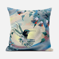 26x26 Yellow Green Blue Bird Blown Seam Broadcloth Animal Print Throw Pillow