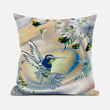 18x18 Yellow Orange Bird Blown Seam Broadcloth Animal Print Throw Pillow