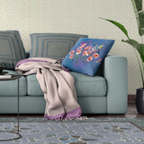 16x16 Blue Pink Gray Bird Blown Seam Broadcloth Animal Print Throw Pillow